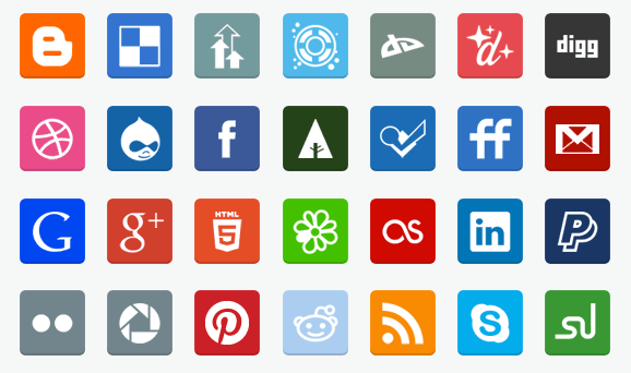 Free Flat Social Media Icons PNG PSD