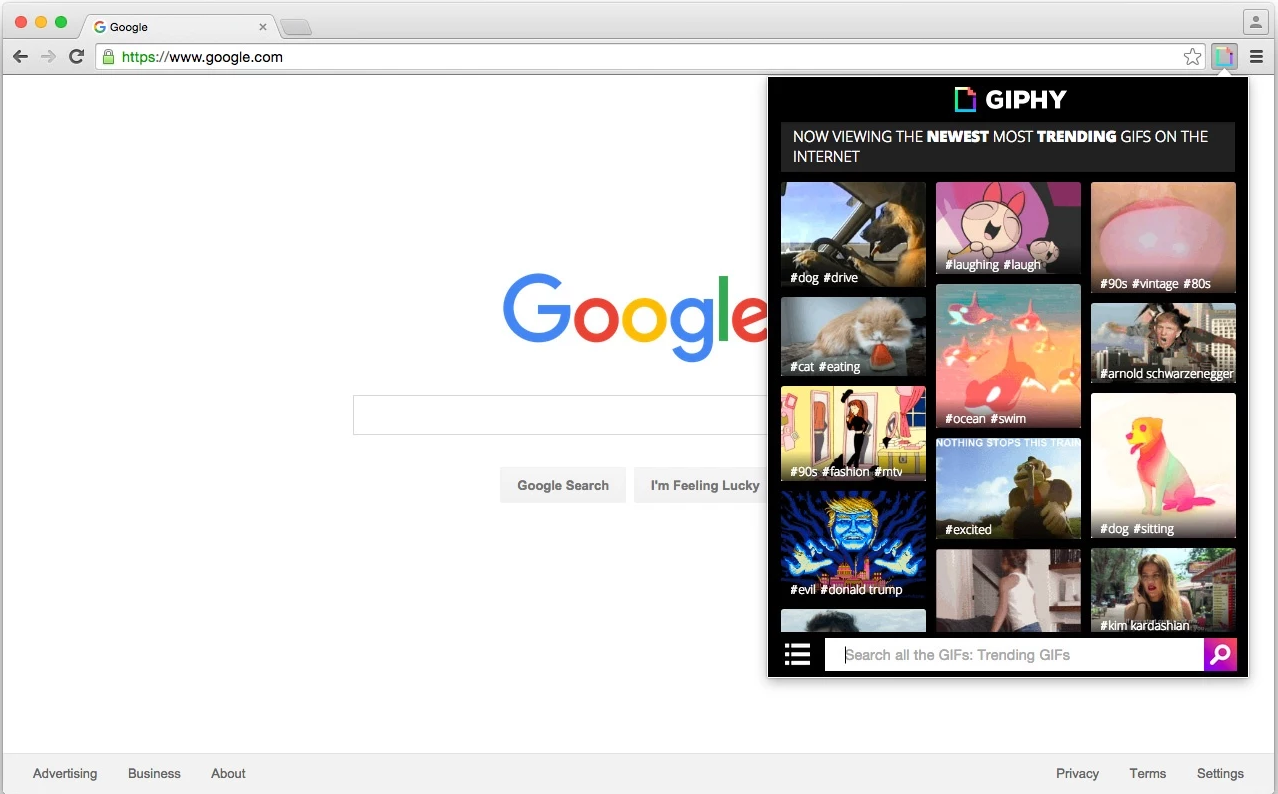 Giphy Extension Screenshit